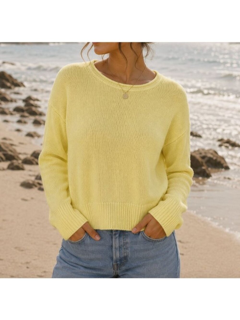 NWT Cece Rolled Neck Mellow Butter Yellow Sweater in Size M